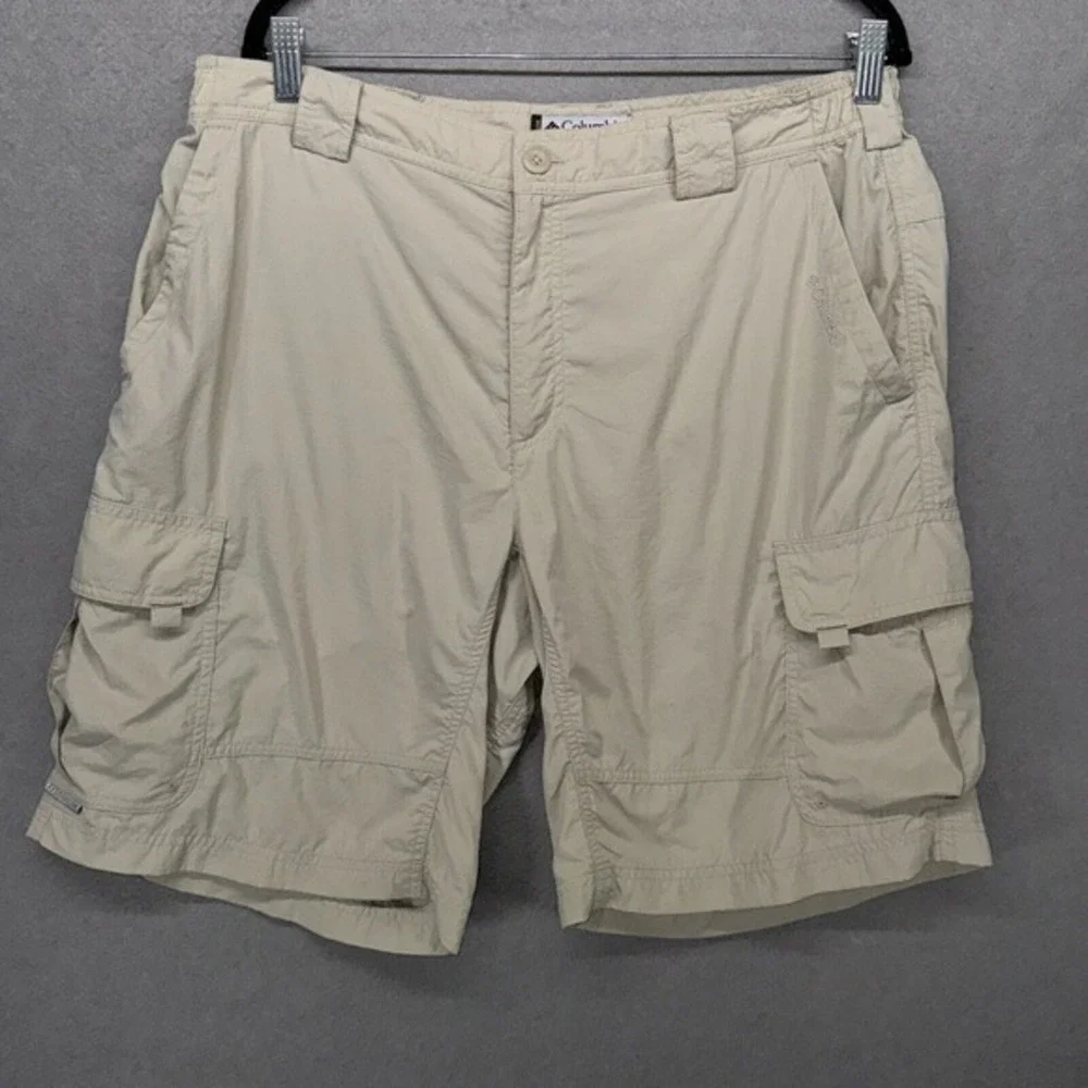 Vtg Columbia Shorts Mens Size L‎ Khaki Tan Ripstop Cargo Hiking Gorpcore Nylon